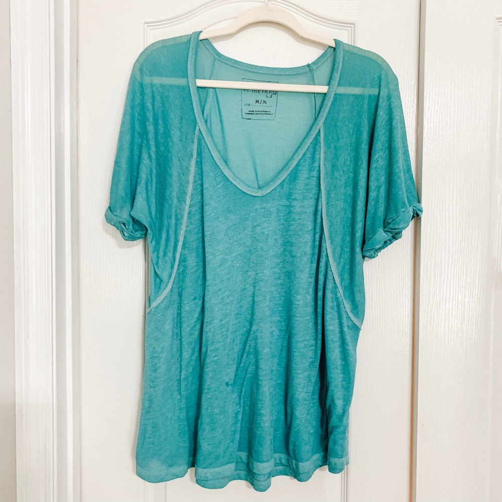 Free People We The Free V Neck, green, M